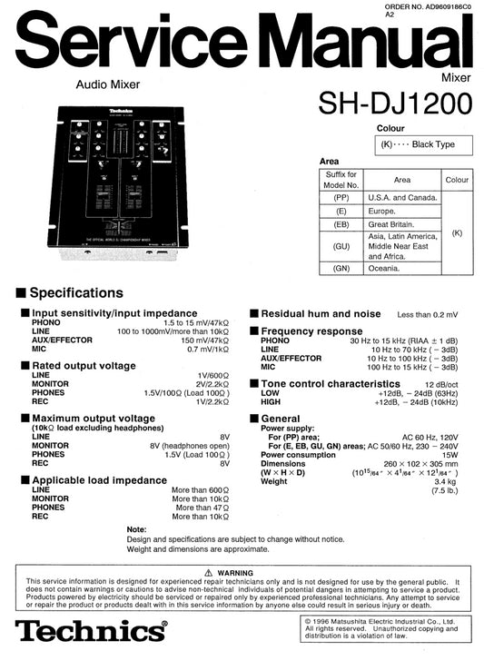 Technics SH-DJ1200 Service Manual Complete