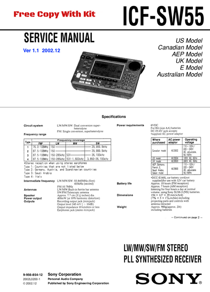 Sony ICF-SW55 Capacitor Repair Kit