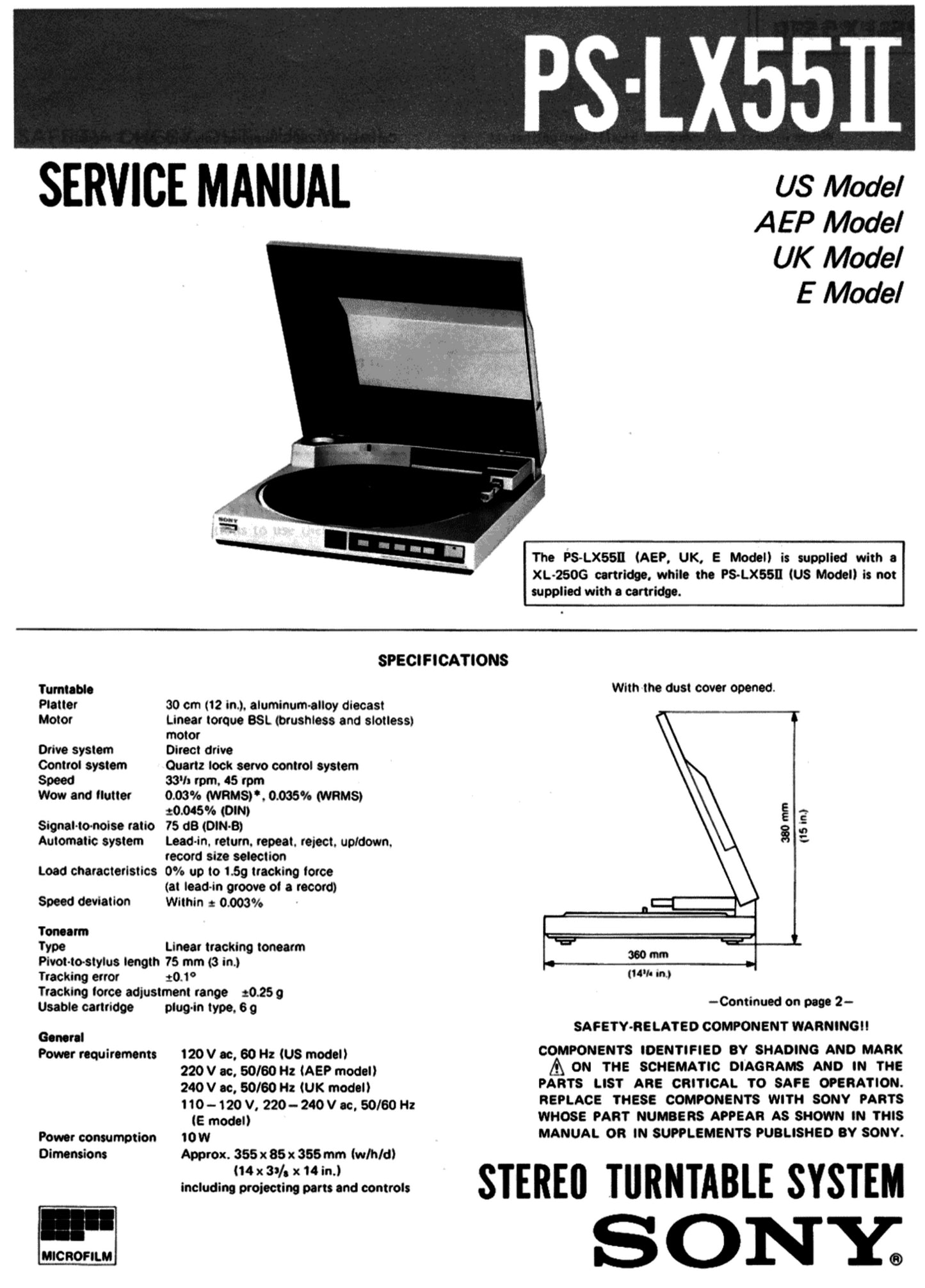 SONY PS-LX55II Service Manual Complete