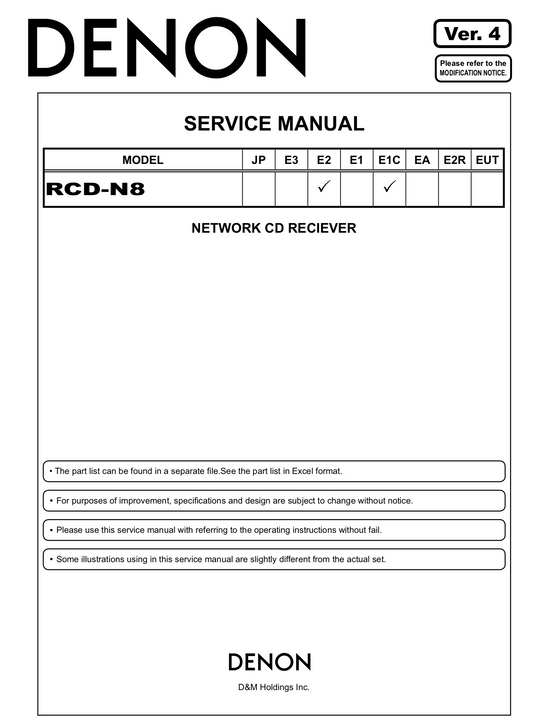 Denon ADV-700 Service Manual Complete - Spared Parts UK