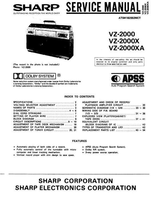 Sharp VZ-2000 VZ-2000X VZ-200XA Service Manual
