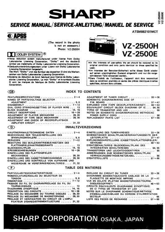 Sharp VZ-2500H VZ-2500E Service Manual
