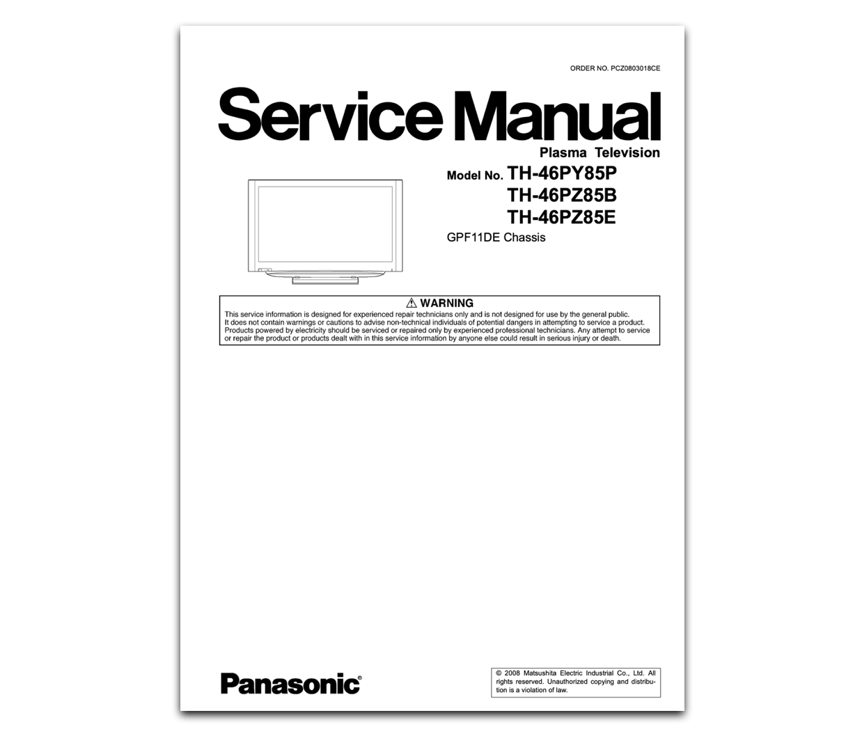 Panasonic TH-46PY85 Service Manual Complete