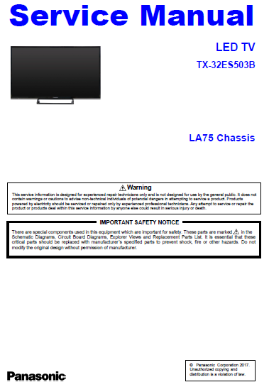 Panasonic TX-32ES503B Service Manual Complete