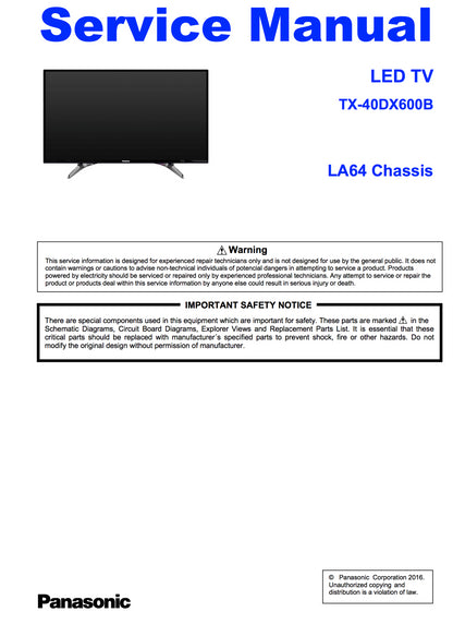 Panasonic TX-40DX600B Service Manual Complete