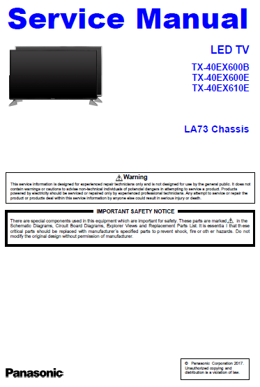 Panasonic TX-40EX600B Service Manual Complete