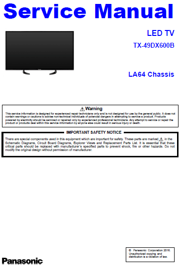 Panasonic TX-49DX600B Service Manual Complete