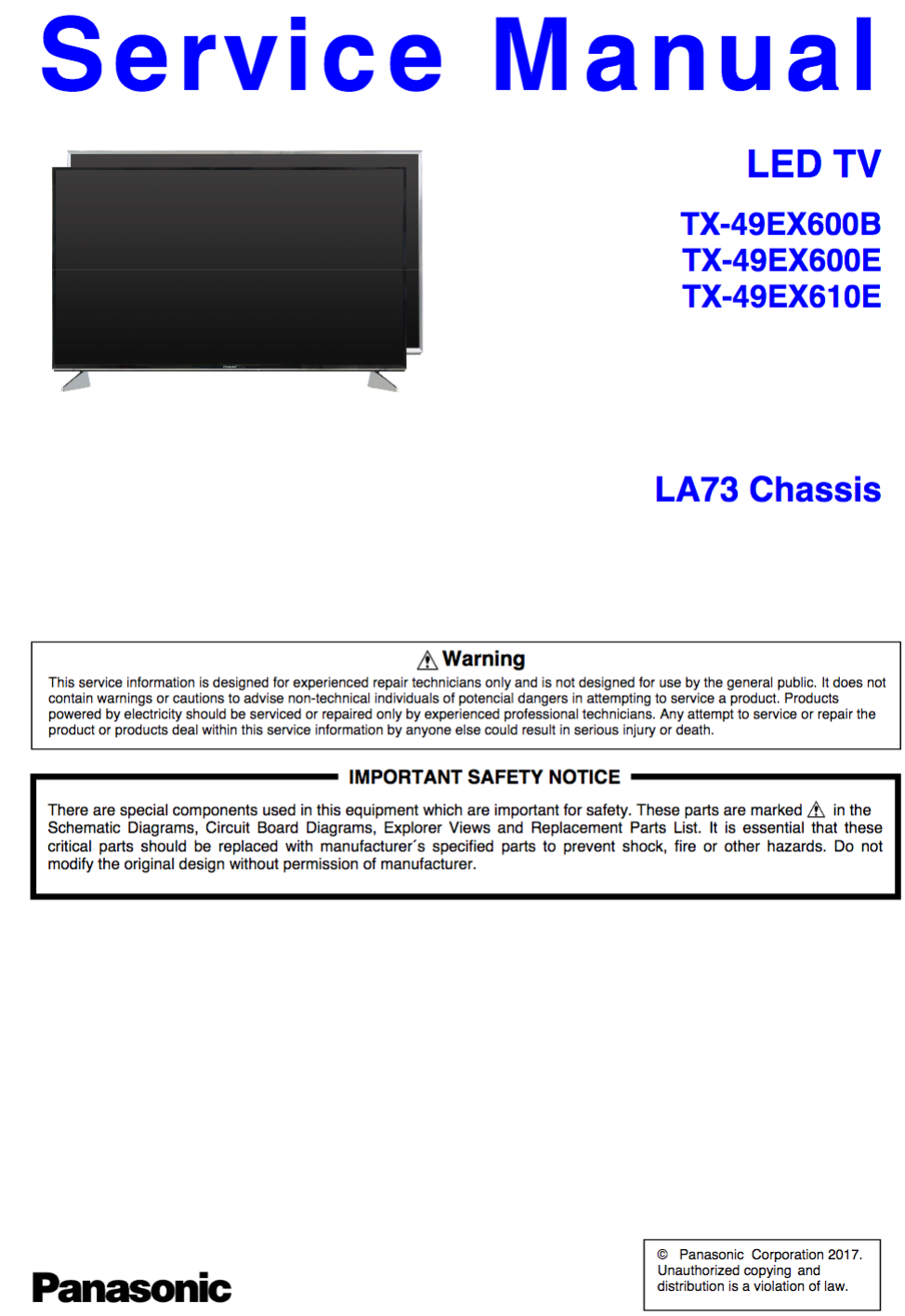 Panasonic TX-49EX610E Service Manual Complete