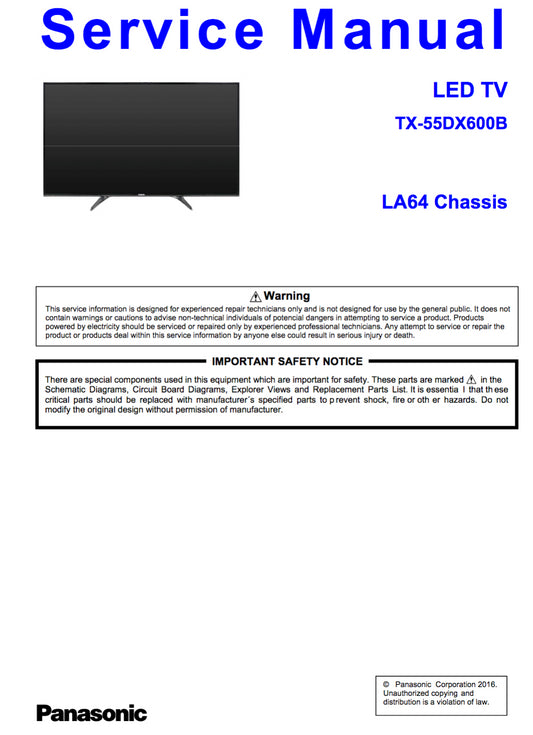 Panasonic TX-55DX600B LA64 Service Manual