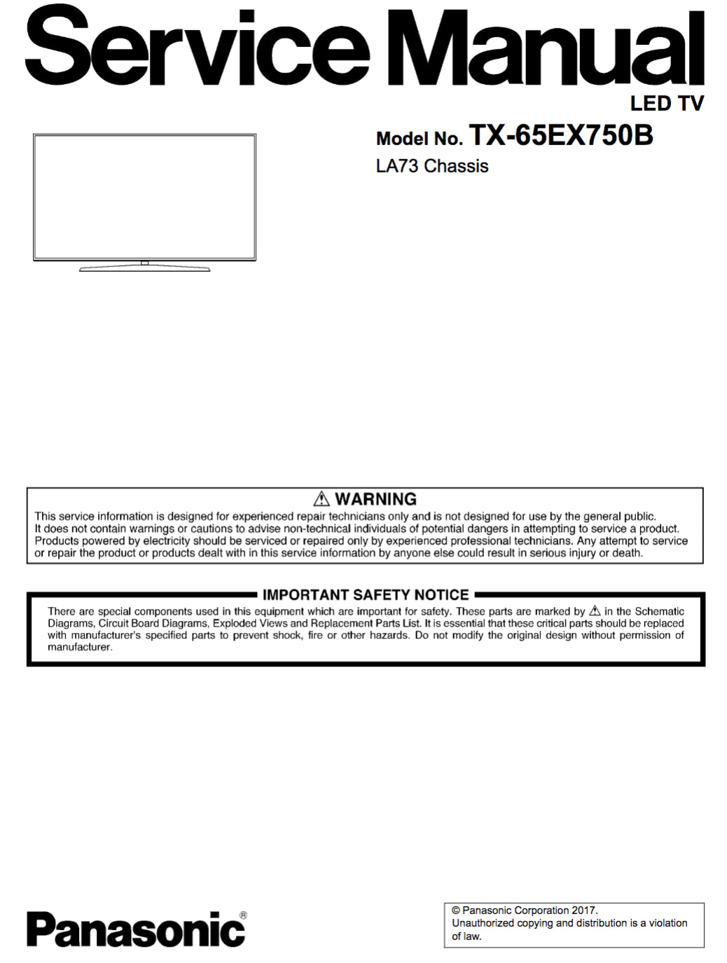 Panasonic TX-65EX750B Service Manual Complete