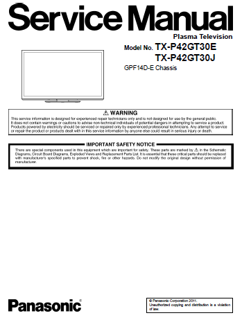 Panasonic TX-P42GT30J Service Manual Complete