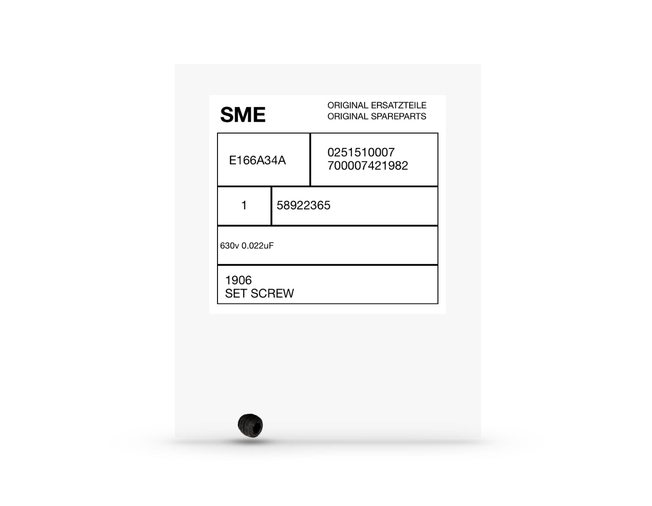 SME 3009 3012 II Counterweight Set Screw