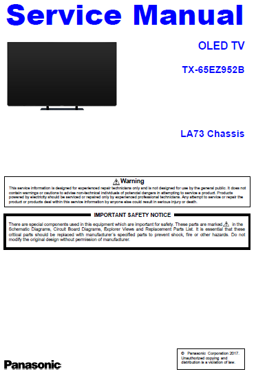 Panasonic TX-65EZ952B Service Manual Complete